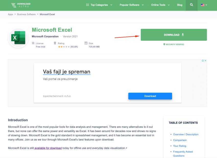 Microsoft Excel Download Screenshot